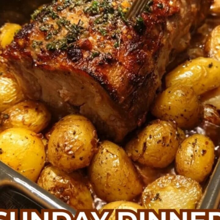 A beautifully sliced garlic herb roasted pork loin with glistening juices