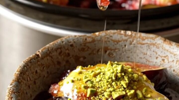 A warm, rustic crockpot cobbler with caramelized black mission figs and a golden, toasted brioche topping.