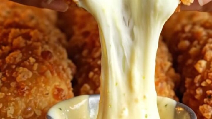 Golden crispy chicken roll-ups on a baking sheet, with melted cheese and parmesan crust