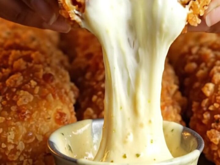 Golden crispy chicken roll-ups on a baking sheet, with melted cheese and parmesan crust