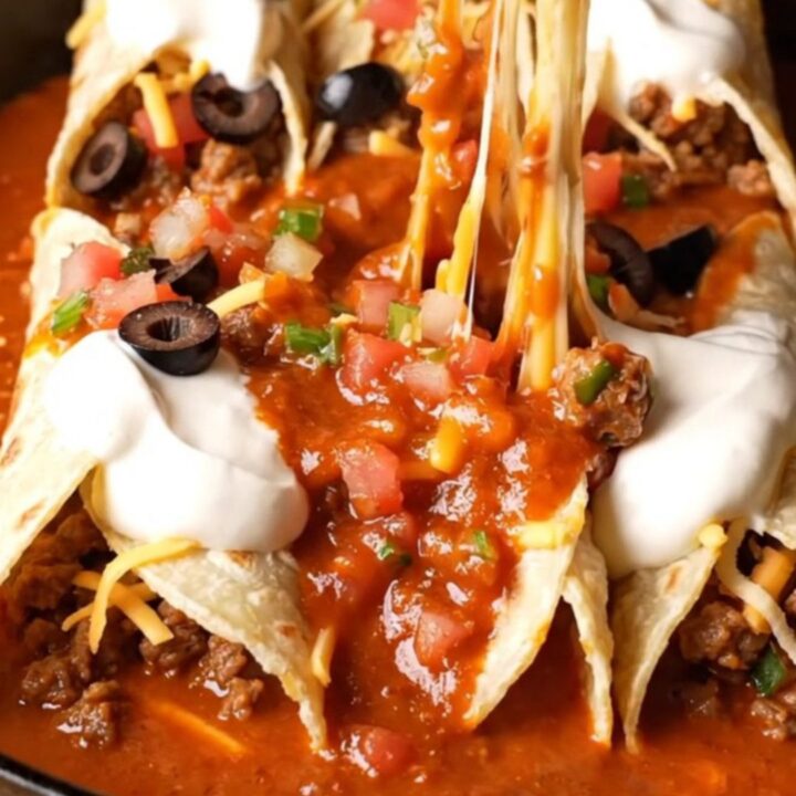 Accordion-folded tortilla skillet bake with golden crispy ridges