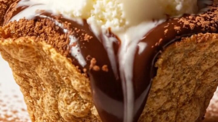 Molten Mexican hot chocolate lava cake in a crispy cinnamon-sugar tortilla cup