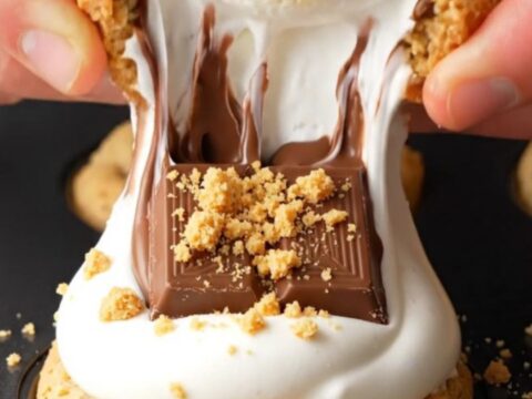 S'mores cookie cups with gooey marshmallow and chocolate filling, golden edges