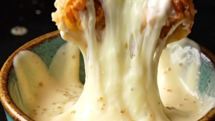 Garlic parmesan chicken wrap sliced in half showing cheese pull and crispy tortilla