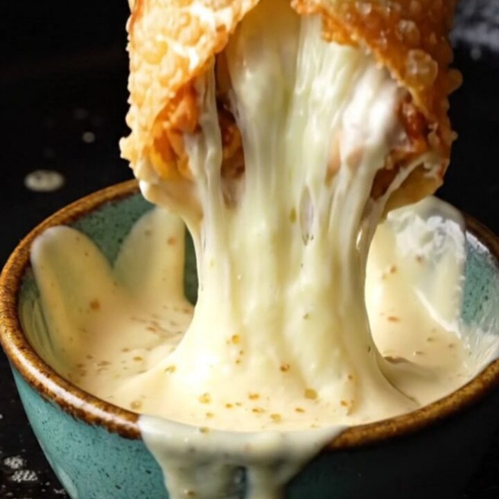 Garlic parmesan chicken wrap sliced in half showing cheese pull and crispy tortilla