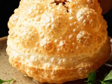 Golden brown çi börek hand pies puffed like balloons on a wire rack