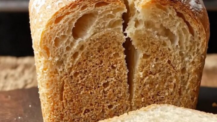 Artisan sourdough mini loaves with golden crackly crust on a wooden board