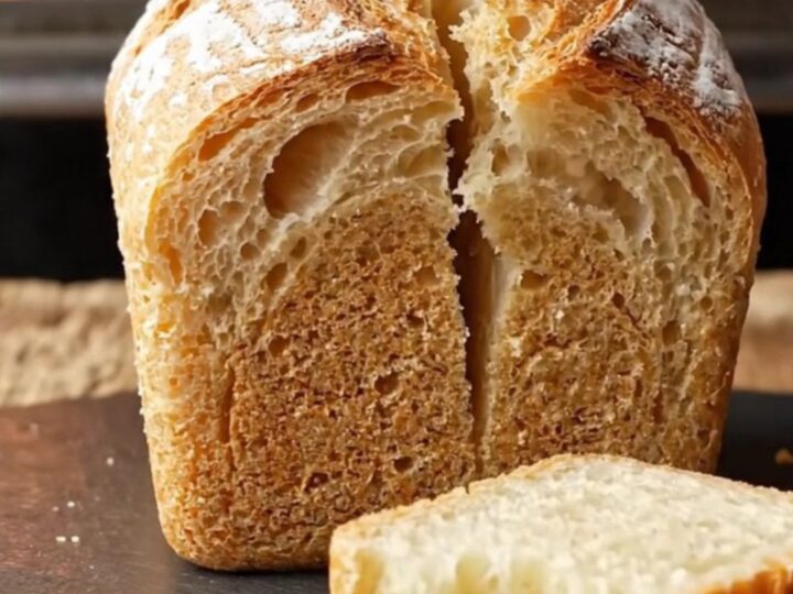 Artisan sourdough mini loaves with golden crackly crust on a wooden board