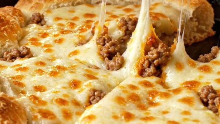 Golden pull-apart pan pide with melted cheese and spiced beef filling