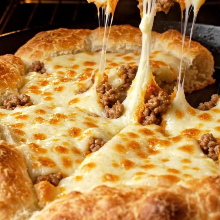 Golden pull-apart pan pide with melted cheese and spiced beef filling