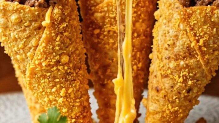 Crispy Doritos-crusted beef cones with cheese pull