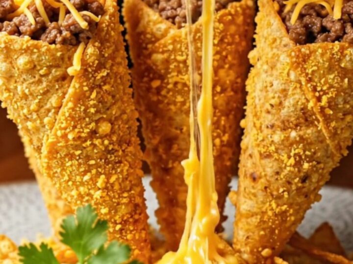 Crispy Doritos-crusted beef cones with cheese pull