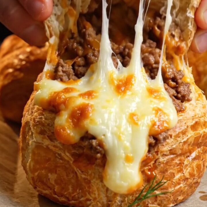 Golden clay-cup molded poğaça with a puffed crust and melted cheese peeking from the top