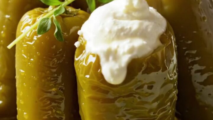 Cheese-stuffed pickled jalapeños submerged in olive oil in a mason jar
