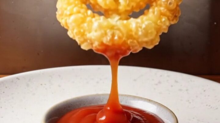 Golden crispy smiley face potato fries on a plate with ketchup