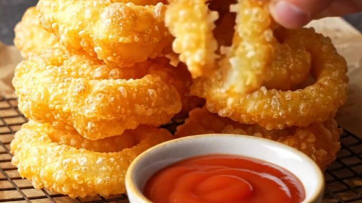 Golden crispy smiley face potato fries with ketchup on a plate