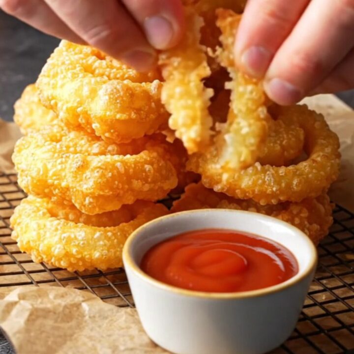 Golden crispy smiley face potato fries with ketchup on a plate