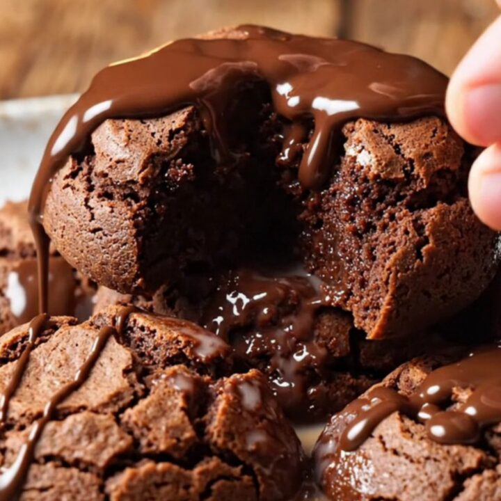 Mocha soaking syrup cookies drizzled with dark chocolate on a plate