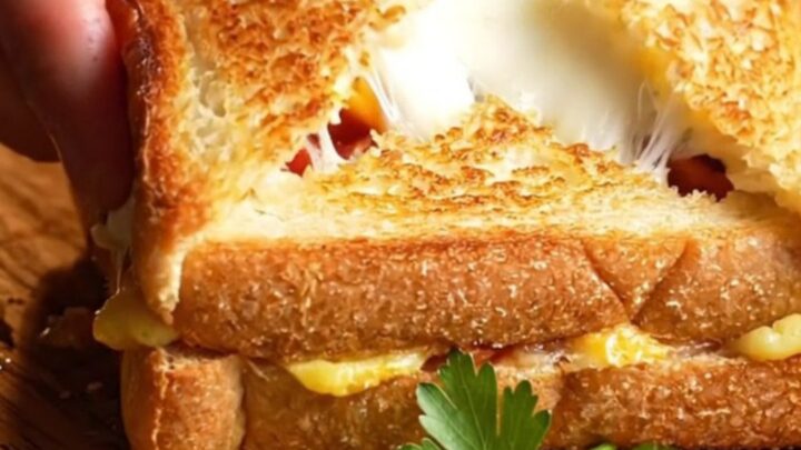 Golden crispy toast pocket cut open showing melted cheese and sucuk