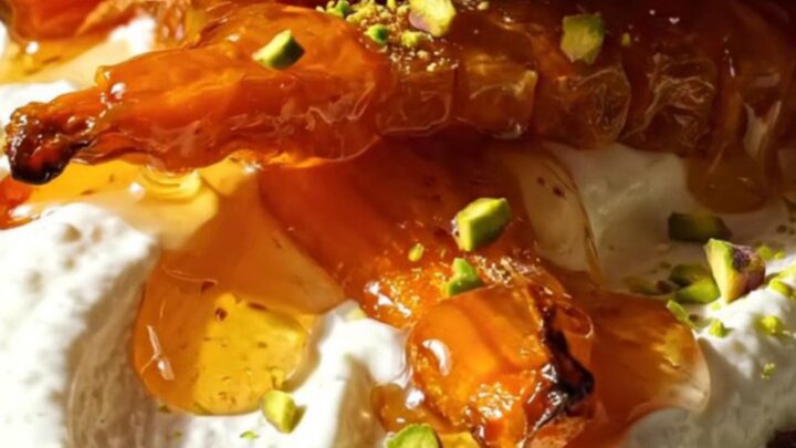 Crispy accordion carrots with whipped feta and hot honey on a ceramic platter