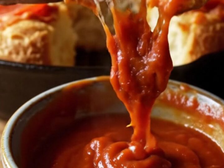 Pull-apart pizza monkey bread in a cast iron skillet with melted cheese and pepperoni