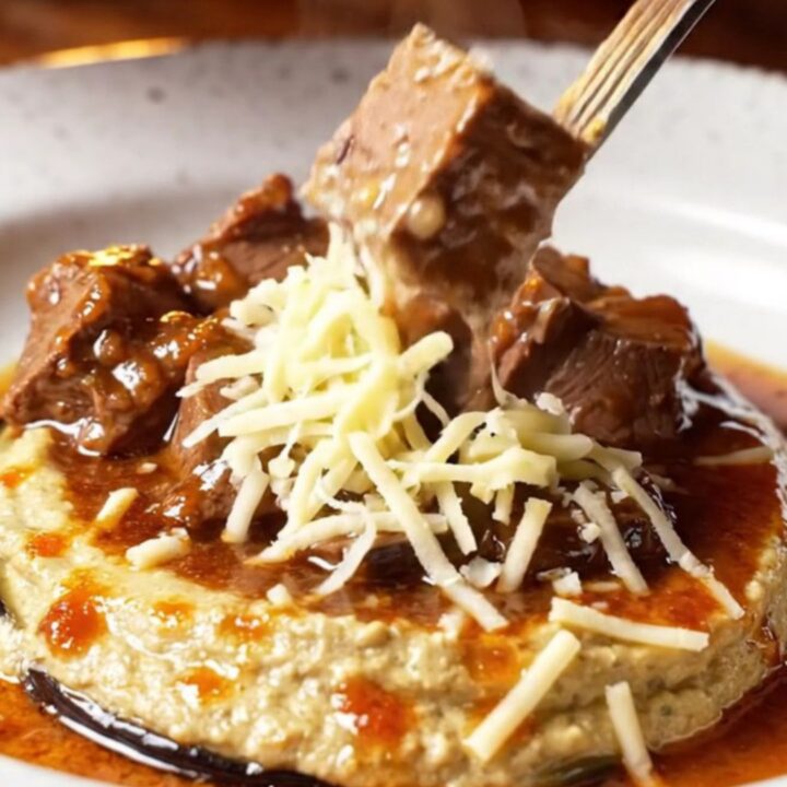 Hünkar Beğendi with tender braised veal over creamy eggplant puree