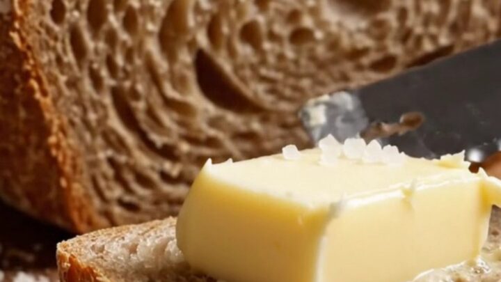 A dark golden sourdough boule with a blistered crust, sliced to show an airy crumb