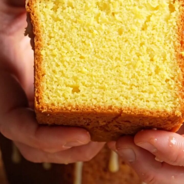 Whole lemon loaf cake with white glaze and lemon zest on a cooling rack