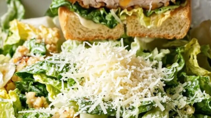 Hot honey glazed chicken Caesar sandwich with crispy chicken, Parmesan, and lettuce on toasted bread