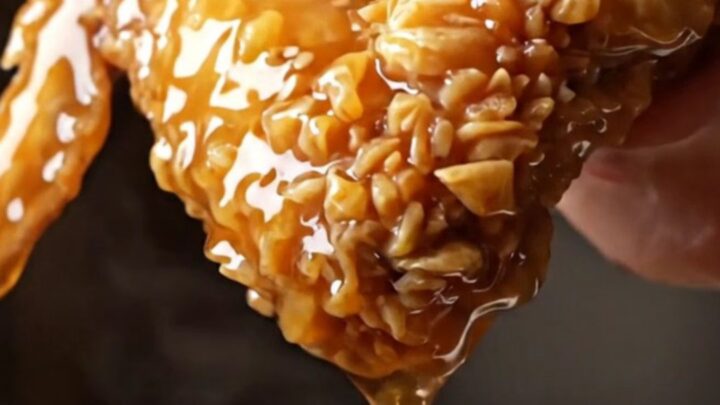Crispy Korean honey garlic fried chicken wings piled high on a platter