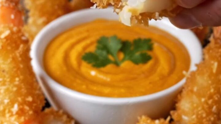 Crispy coconut shrimp with mango habanero dip