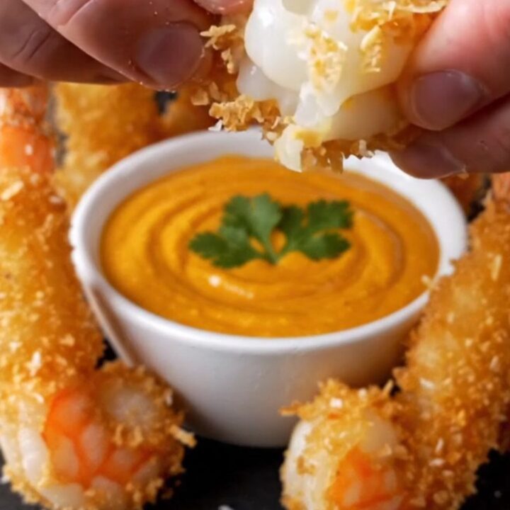 Crispy coconut shrimp with mango habanero dip