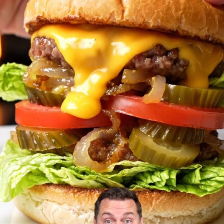 Double smash burger with melted cheese and secret sauce on a toasted bun