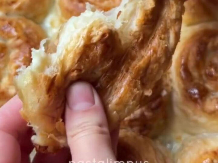 Golden puffed Turkish börek squares with feta and parsley, topped with a crispy, shattering crust.