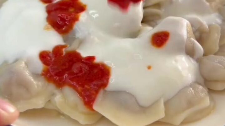 Honeycomb Turkish manti dumplings with garlic yogurt and sizzling paprika mint butter