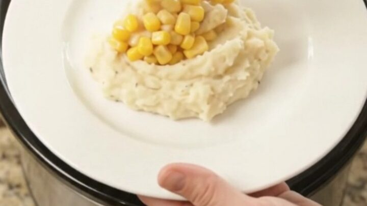 Slow cooker chicken tenders with sweet corn and melted Swiss cheese sauce