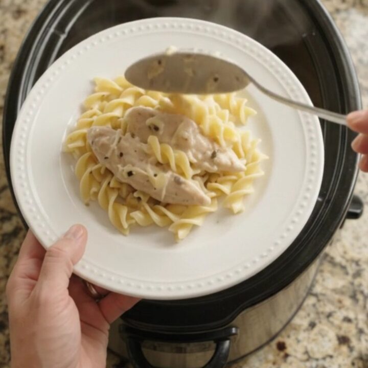 Slow cooker chicken tenders with sweet corn in a creamy Parmesan sauce