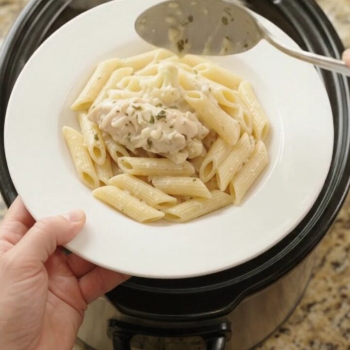Slow cooker chicken tenders with cauliflower in a creamy mozzarella sauce