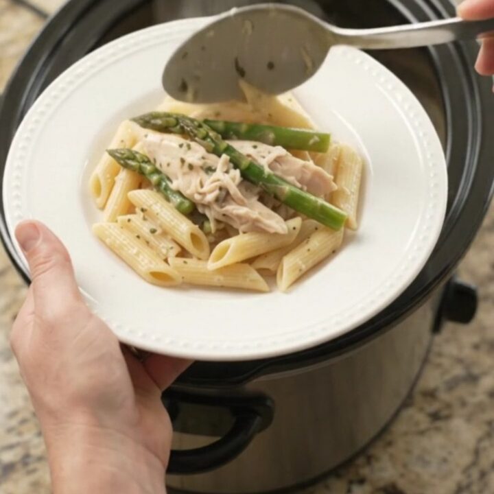 Slow cooker turkey and asparagus in creamy mozzarella sauce