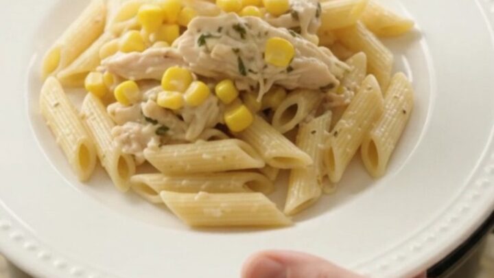 Slow cooker turkey breast with sweet corn and mozzarella in a creamy sauce
