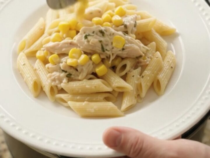 Slow cooker turkey breast with sweet corn and mozzarella in a creamy sauce