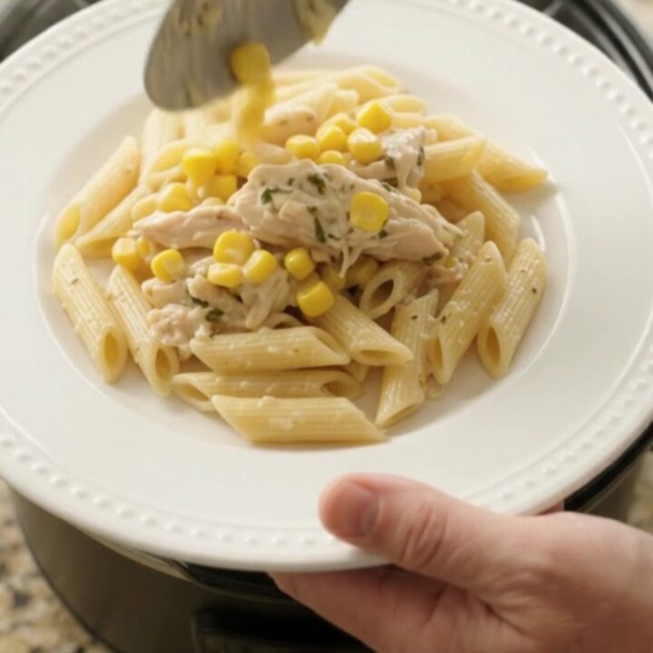 Slow cooker turkey breast with sweet corn and mozzarella in a creamy sauce