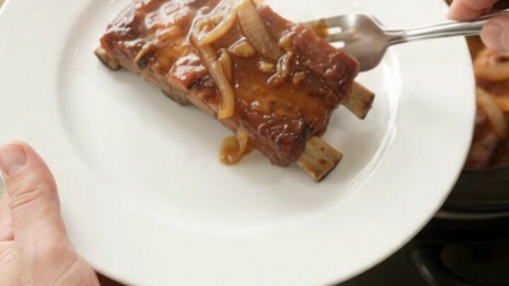 Slow-cooker baby back ribs glazed with honey hickory BBQ sauce