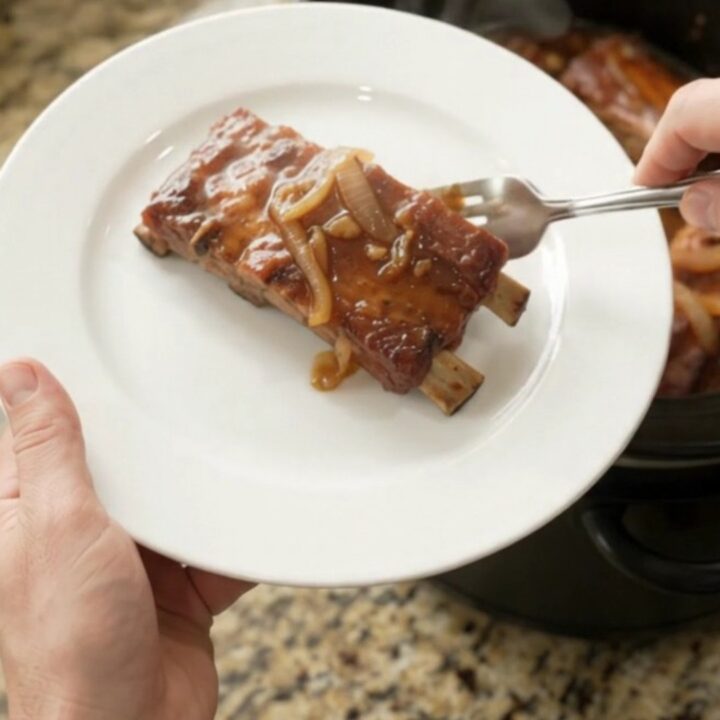 Slow-cooker baby back ribs glazed with honey hickory BBQ sauce