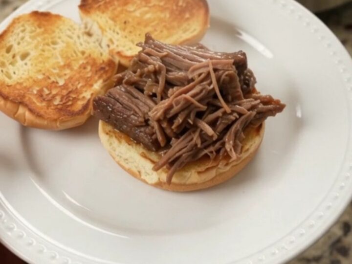 Slow-cooker brisket with potatoes and carrots in rich brown gravy