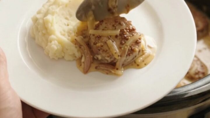 Tender pork medallions in a creamy honey-Dijon Gruyère sauce, slow-cooked in a Crockpot
