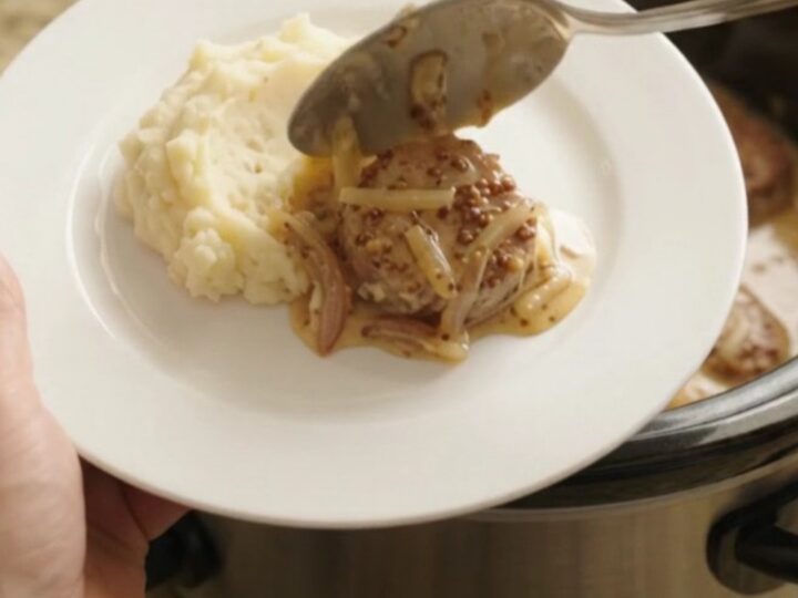 Tender pork medallions in a creamy honey-Dijon Gruyère sauce, slow-cooked in a Crockpot