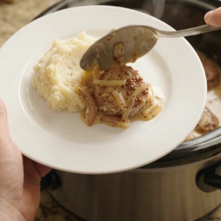 Tender pork medallions in a creamy honey-Dijon Gruyère sauce, slow-cooked in a Crockpot