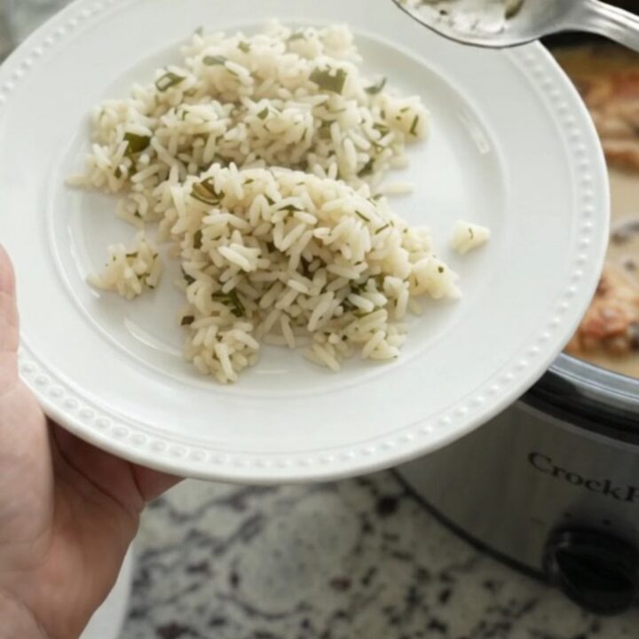 Slow cooker chicken in creamy Parmesan ranch sauce with mushrooms