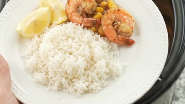 Slow cooker bayou butter garlic corn snow crab with shrimp and corn in a rich red sauce